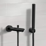 Remer TDH05 Matte Black Wall Mounted Tub Spout Kit with Hand Shower